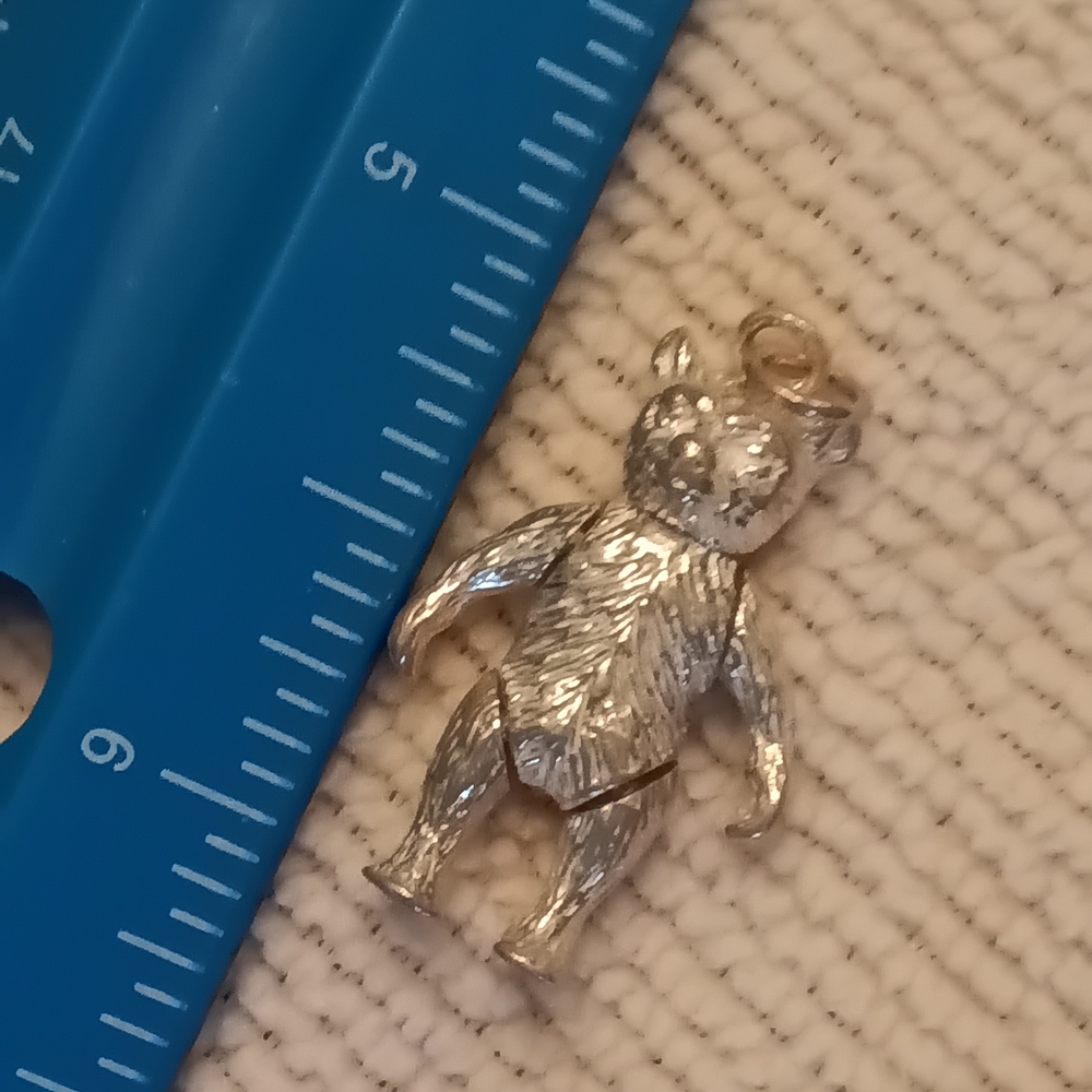 VTG  Sterling Silver Teddy Bear Charm Or Pendant - Picture 3 of 5